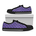Purple Boston Terrier Pattern Print Black Low Top Sneakers