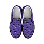 Purple Boston Terrier Pattern Print Black Slip On Shoes