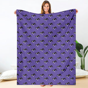 Purple Boston Terrier Pattern Print Blanket