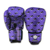 Purple Boston Terrier Pattern Print Boxing Gloves