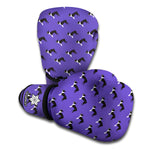 Purple Boston Terrier Pattern Print Boxing Gloves