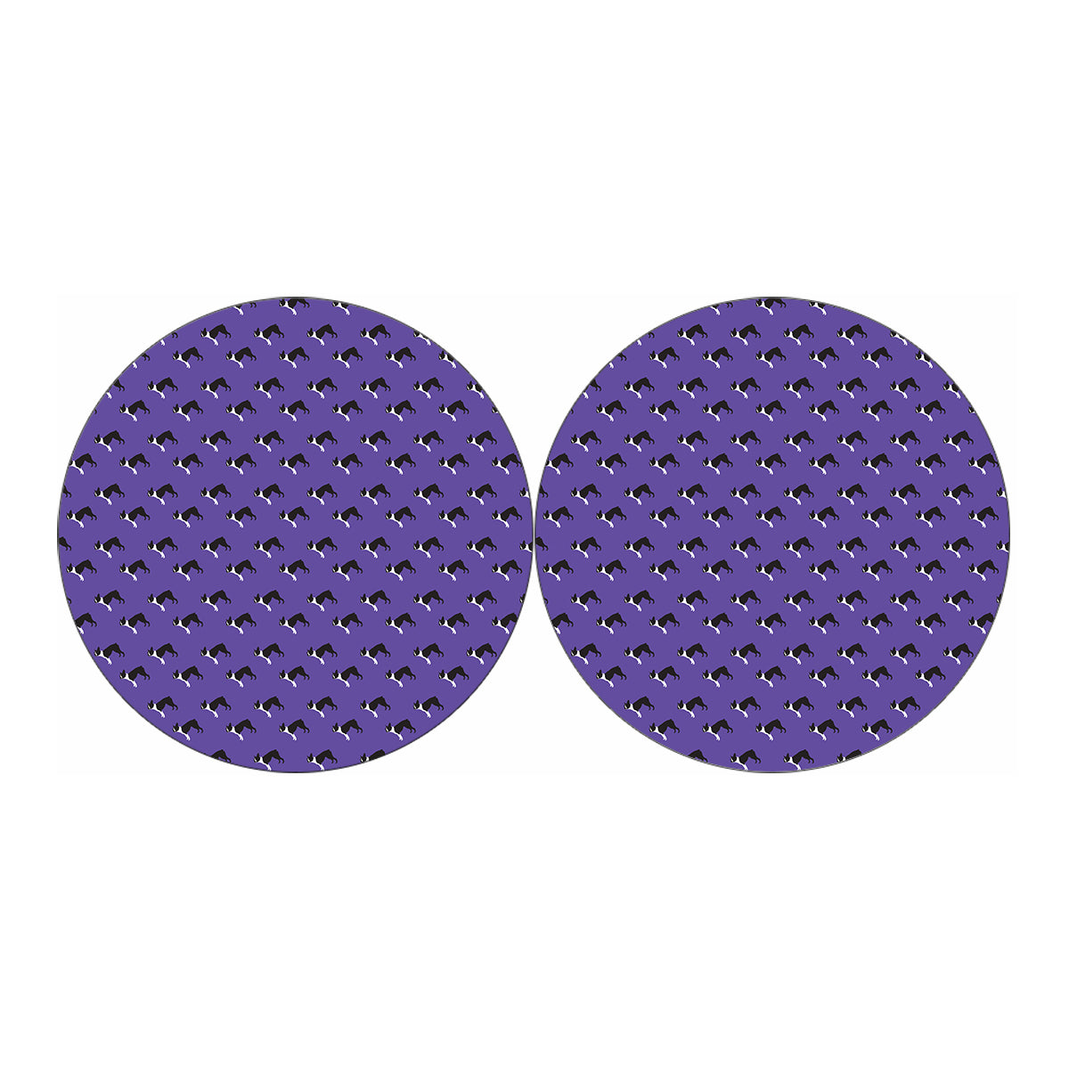 Purple Boston Terrier Pattern Print Car Coasters