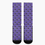 Purple Boston Terrier Pattern Print Crew Socks