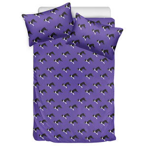 Purple Boston Terrier Pattern Print Duvet Cover Bedding Set