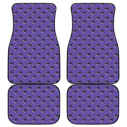 Purple Boston Terrier Pattern Print Front and Back Car Floor Mats