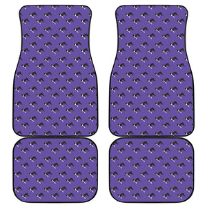 Purple Boston Terrier Pattern Print Front and Back Car Floor Mats