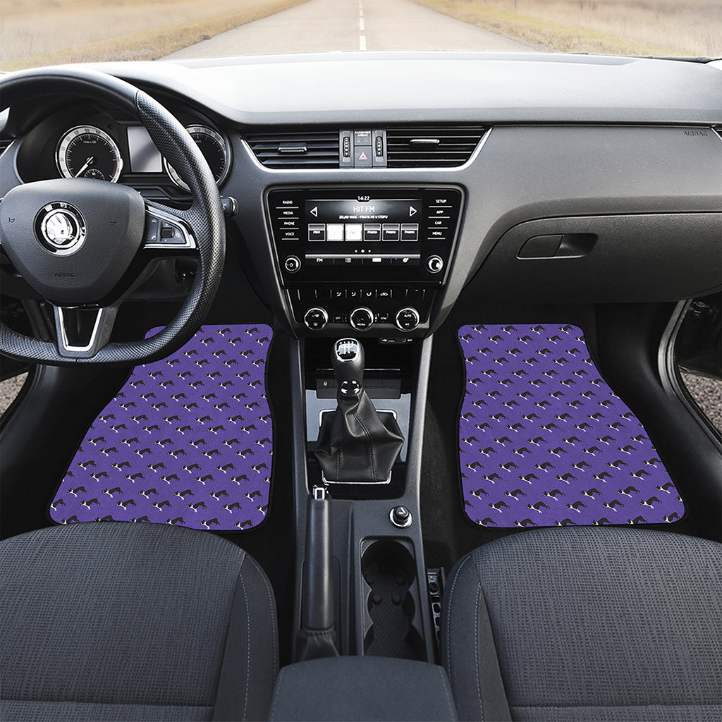 Purple Boston Terrier Pattern Print Front and Back Car Floor Mats