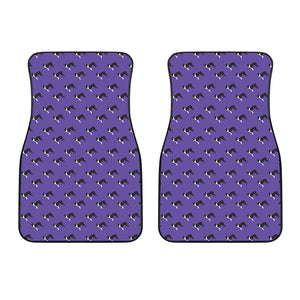 Purple Boston Terrier Pattern Print Front Car Floor Mats