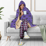 Purple Boston Terrier Pattern Print Hooded Blanket