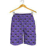 Purple Boston Terrier Pattern Print Men's Shorts