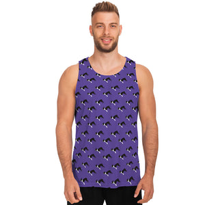 Purple Boston Terrier Pattern Print Men's Tank Top