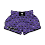 Purple Boston Terrier Pattern Print Muay Thai Boxing Shorts