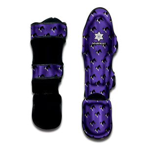 Purple Boston Terrier Pattern Print Muay Thai Shin Guard