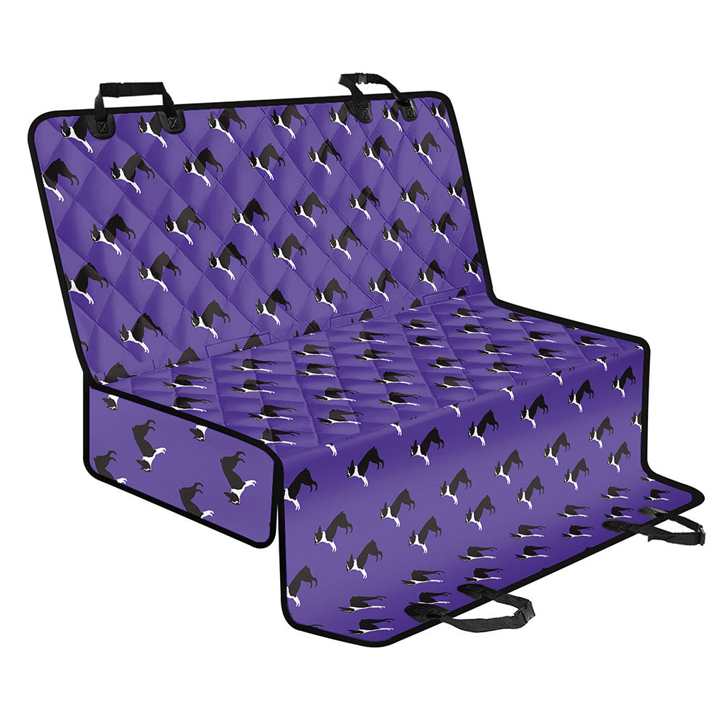 Purple Boston Terrier Pattern Print Pet Car Back Seat Cover