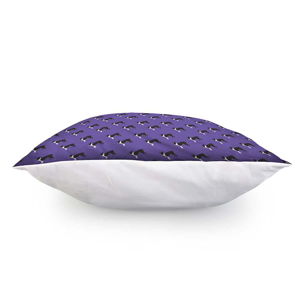 Purple Boston Terrier Pattern Print Pillow Cover