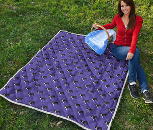 Purple Boston Terrier Pattern Print Quilt