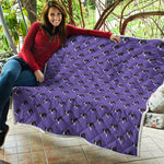 Purple Boston Terrier Pattern Print Quilt