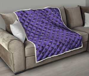 Purple Boston Terrier Pattern Print Quilt