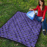 Purple Boston Terrier Pattern Print Quilt