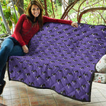 Purple Boston Terrier Pattern Print Quilt