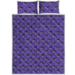 Purple Boston Terrier Pattern Print Quilt Bed Set