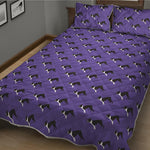 Purple Boston Terrier Pattern Print Quilt Bed Set