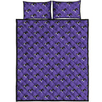 Purple Boston Terrier Pattern Print Quilt Bed Set