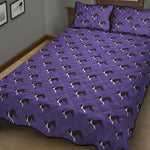 Purple Boston Terrier Pattern Print Quilt Bed Set
