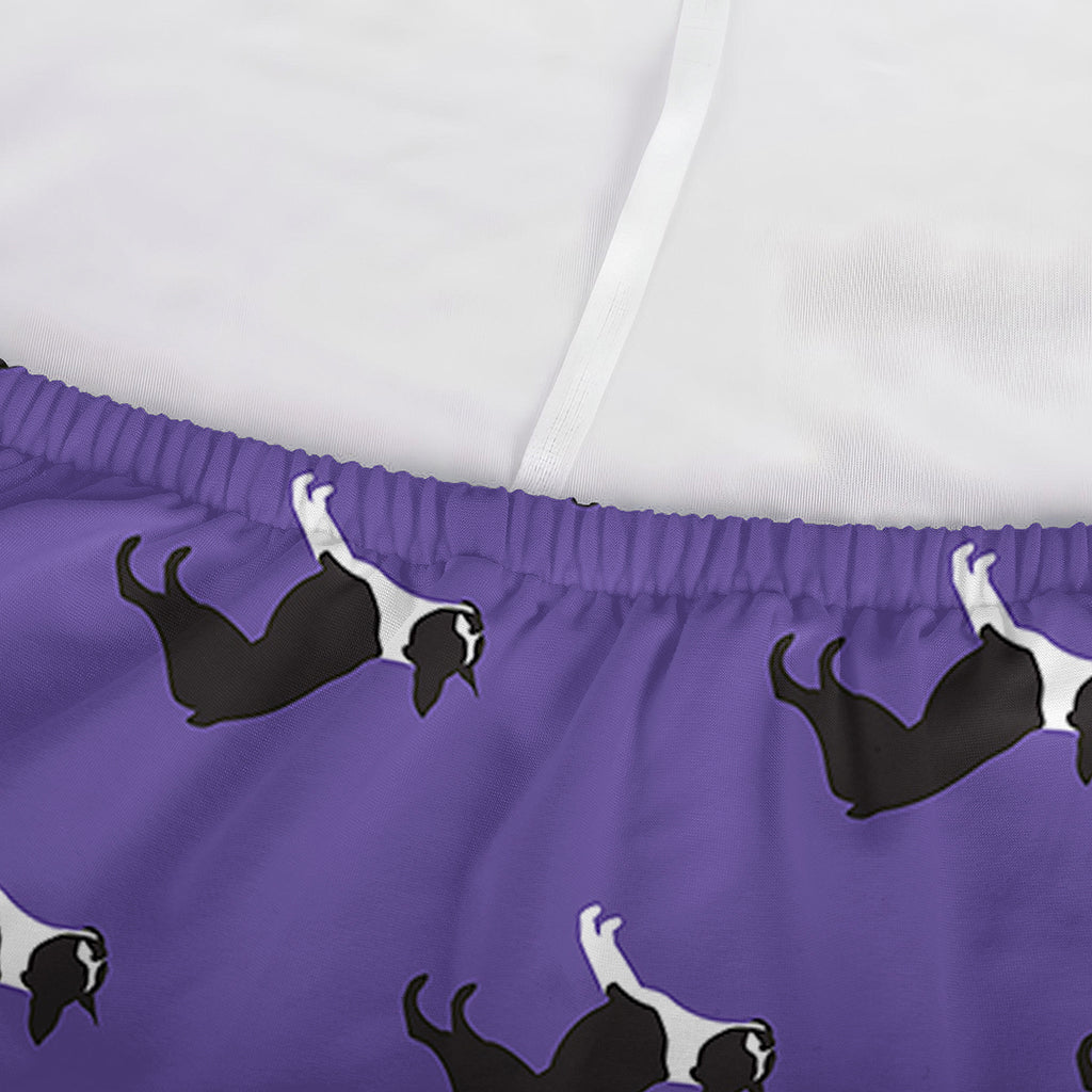 Purple Boston Terrier Pattern Print Sofa Cover