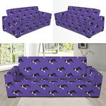 Purple Boston Terrier Pattern Print Sofa Slipcover