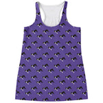 Purple Boston Terrier Pattern Print Women's Racerback Tank Top