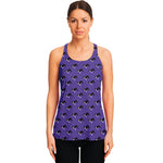 Purple Boston Terrier Pattern Print Women's Racerback Tank Top