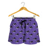 Purple Boston Terrier Pattern Print Women's Shorts