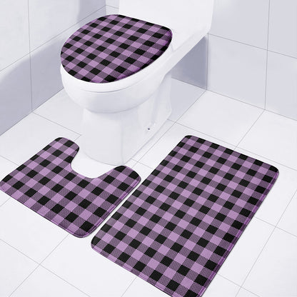 Purple Buffalo Plaid Print 3 Piece Bath Mat Set