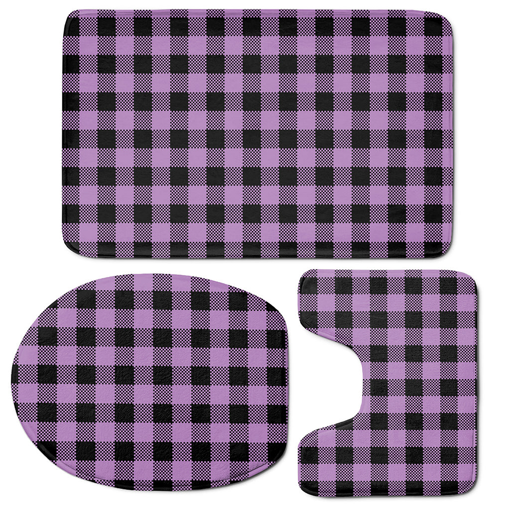 Purple Buffalo Plaid Print 3 Piece Bath Mat Set