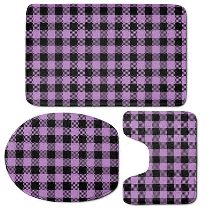 Purple Buffalo Plaid Print 3 Piece Bath Mat Set