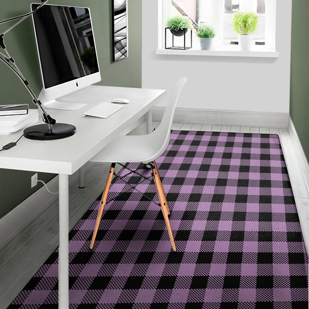 Purple Buffalo Plaid Print Area Rug