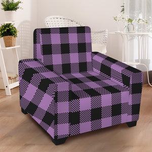 Purple Buffalo Plaid Print Armchair Slipcover