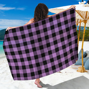 Purple Buffalo Plaid Print Beach Sarong Wrap