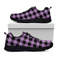 Purple Buffalo Plaid Print Black Running Shoes