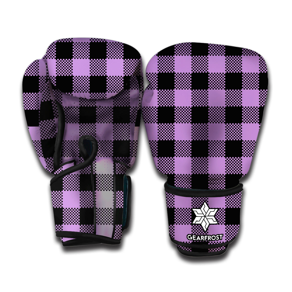 Purple Buffalo Plaid Print Boxing Gloves
