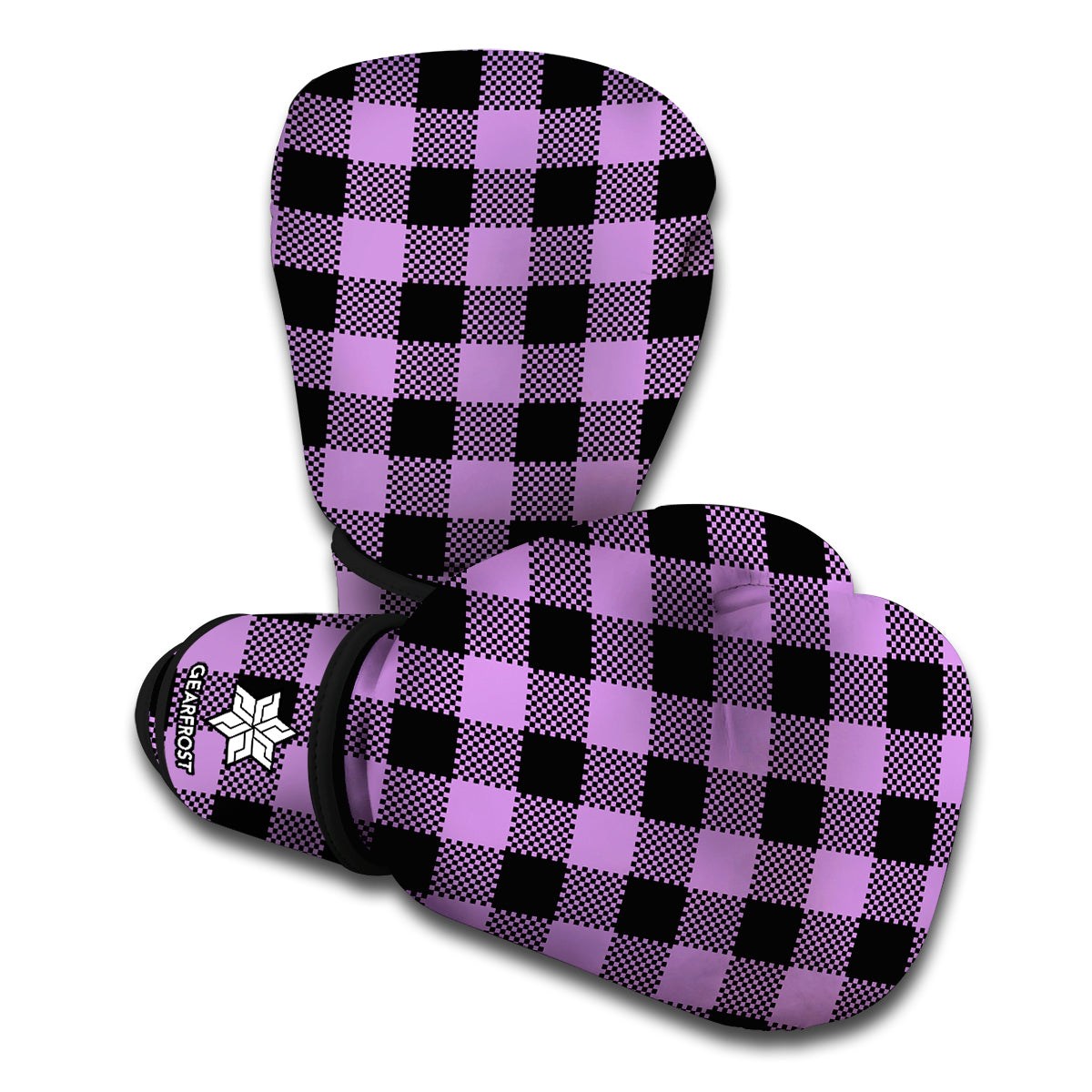 Purple Buffalo Plaid Print Boxing Gloves