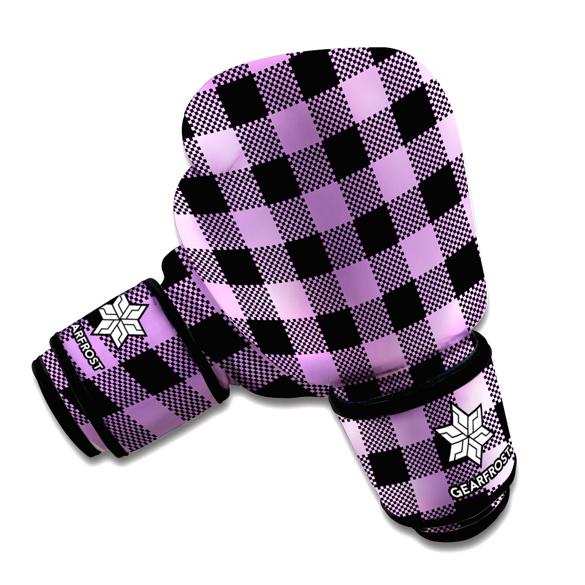 Purple Buffalo Plaid Print Boxing Gloves