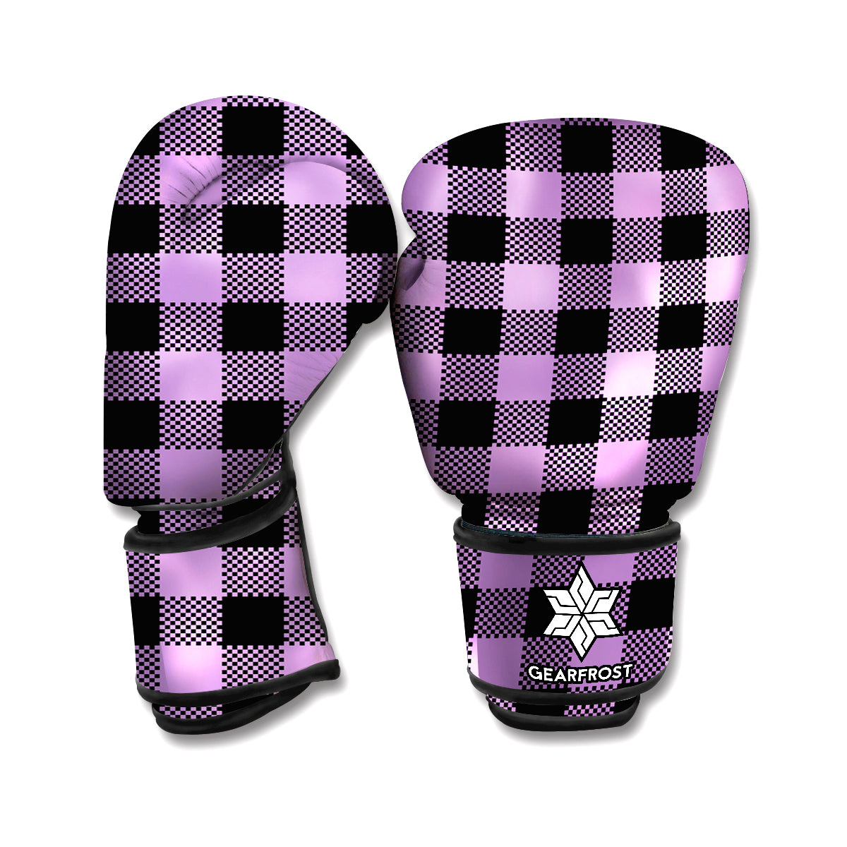 Purple Buffalo Plaid Print Boxing Gloves