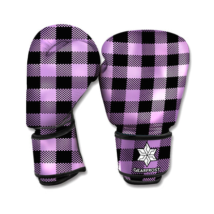 Purple Buffalo Plaid Print Boxing Gloves