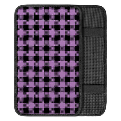 Purple Buffalo Plaid Print Car Center Console Cover