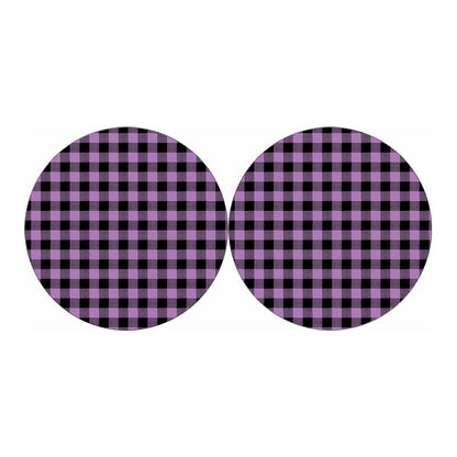 Purple Buffalo Plaid Print Car Coasters