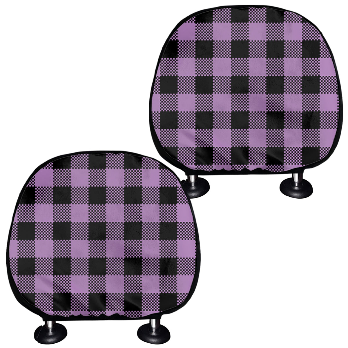 Purple Buffalo Plaid Print Car Headrest Covers