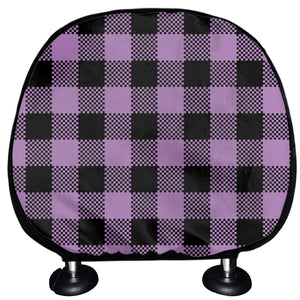Purple Buffalo Plaid Print Car Headrest Covers