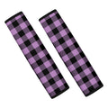 Purple Buffalo Plaid Print Car Seat Belt Covers